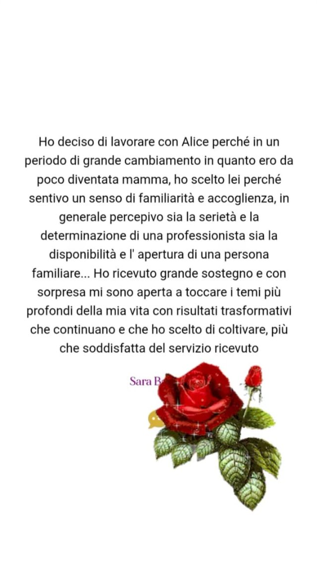 Screenshot originale della testimonianza di Sara B.